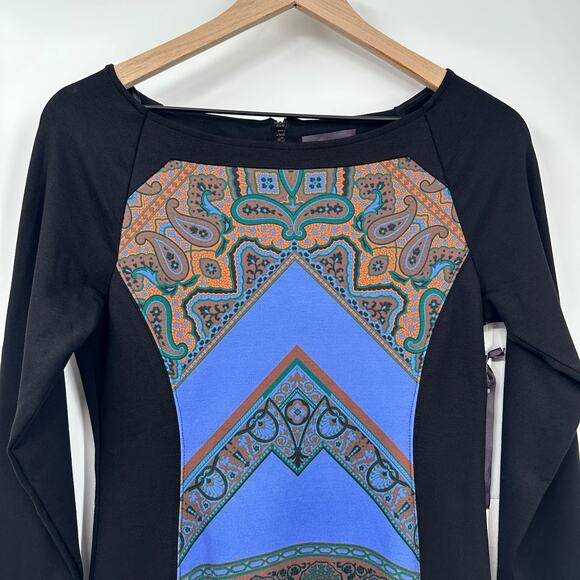 NWT Hale Bob Floria Long Sleeve Sheath Dress Boat Neck Paisley Print Size M - Picture 3 of 11